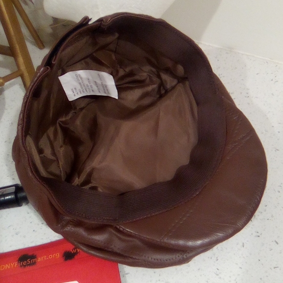 Vintage Brown Leather Patchwork Driving Cap - Picture 6 of 12
